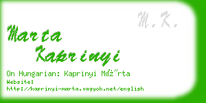 marta kaprinyi business card